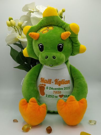 Peluche Dinosaure Vert Personnalisée – Souvenir de Naissance Brodé Peluche Dinosaure Vert Personnalisée – Souvenir de Naissance Brodé