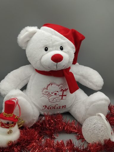 Peluche Ours de Noël Personnalisée – Souris et Prénom Brodés Peluche Ours de Noël Personnalisée – Souris et Prénom Brodés