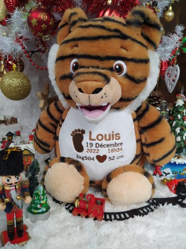 Peluche Tigre Bébé – Prénom, Date et Informations de Naissance Peluche Tigre Bébé – Prénom, Date et Informations de Naissance