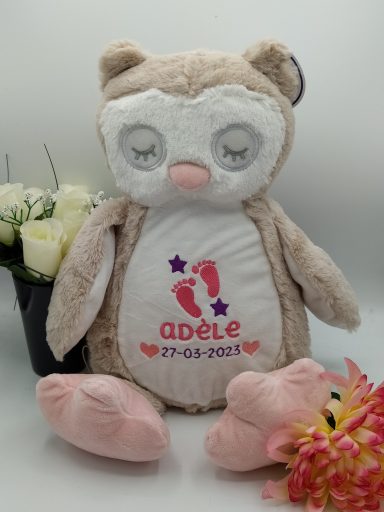 Peluche Chouette Naissance Personnalisée – Prénom, Date et Petits Pieds Brodés Peluche Chouette Naissance Personnalisée – Prénom, Date et Petits Pieds Brodés