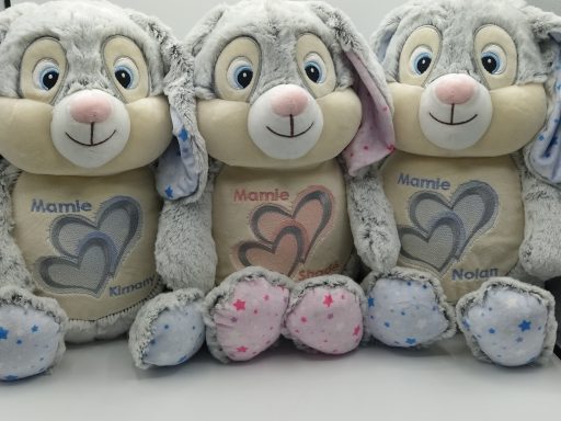 3 Lapins en Peluche avec Prénoms Brodés – Cadeau Famille Unique 3 Lapins en Peluche avec Prénoms Brodés – Cadeau Famille Unique
