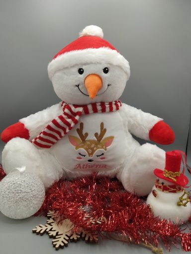 Peluche Bonhomme de Neige Personnalisée – Faon et Prénom Brodés Peluche Bonhomme de Neige Personnalisée – Faon et Prénom Brodés