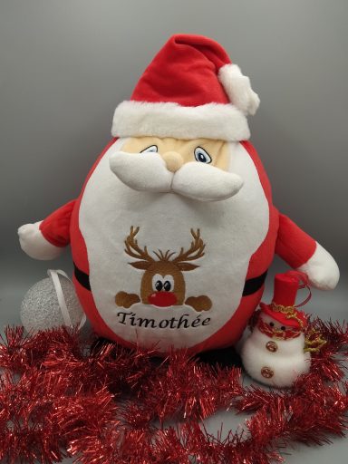 Peluche Père Noël Personnalisée – Renne et Prénom Brodés Peluche Père Noël Personnalisée – Renne et Prénom Brodés
